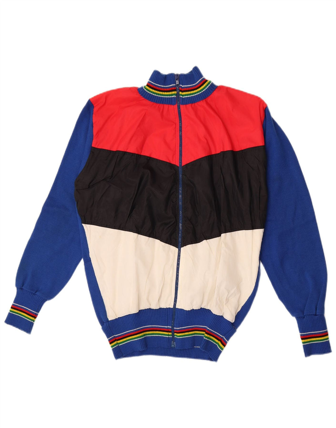 Vintage Herren-Cardigan-Pullover, mittelgroß, mehrfarbig, Farbblock