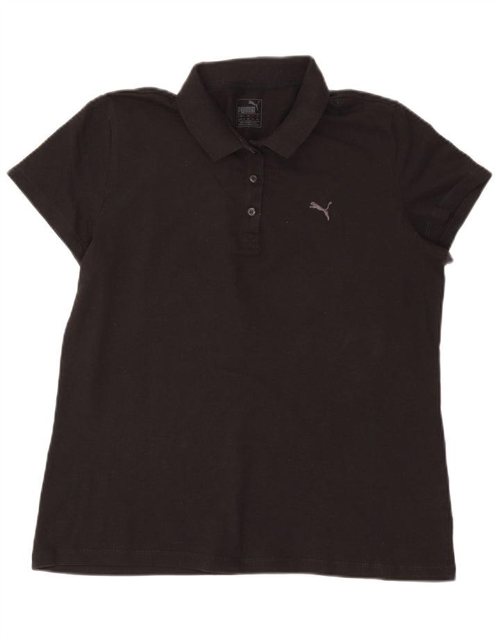 Puma Damen Poloshirt UK 16 Large Schwarz Baumwolle