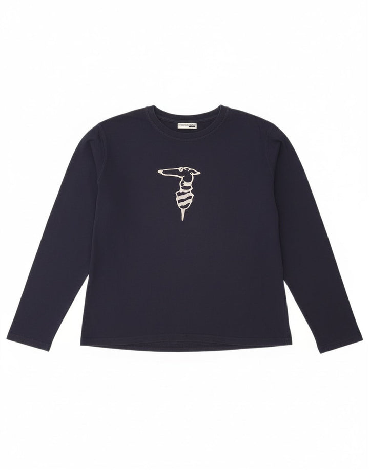 Trussardi Langarmshirt mit Grafik für Jungen, 13–14 Jahre, marineblaue Baumwolle