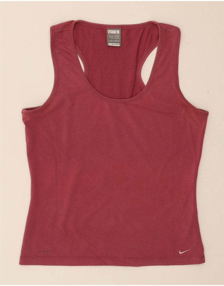 NIKE Womens Vest Top UK 14/16 Large Burgundy