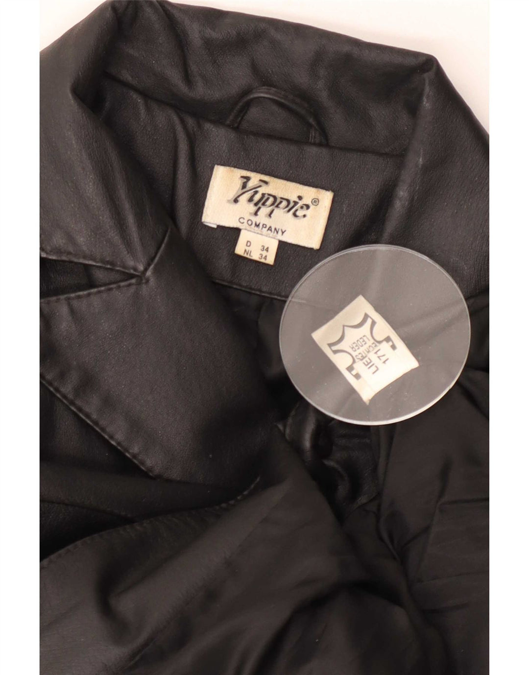 Yuppie Damen Übergroßer Ledermantel EU 34 XS Schwarz