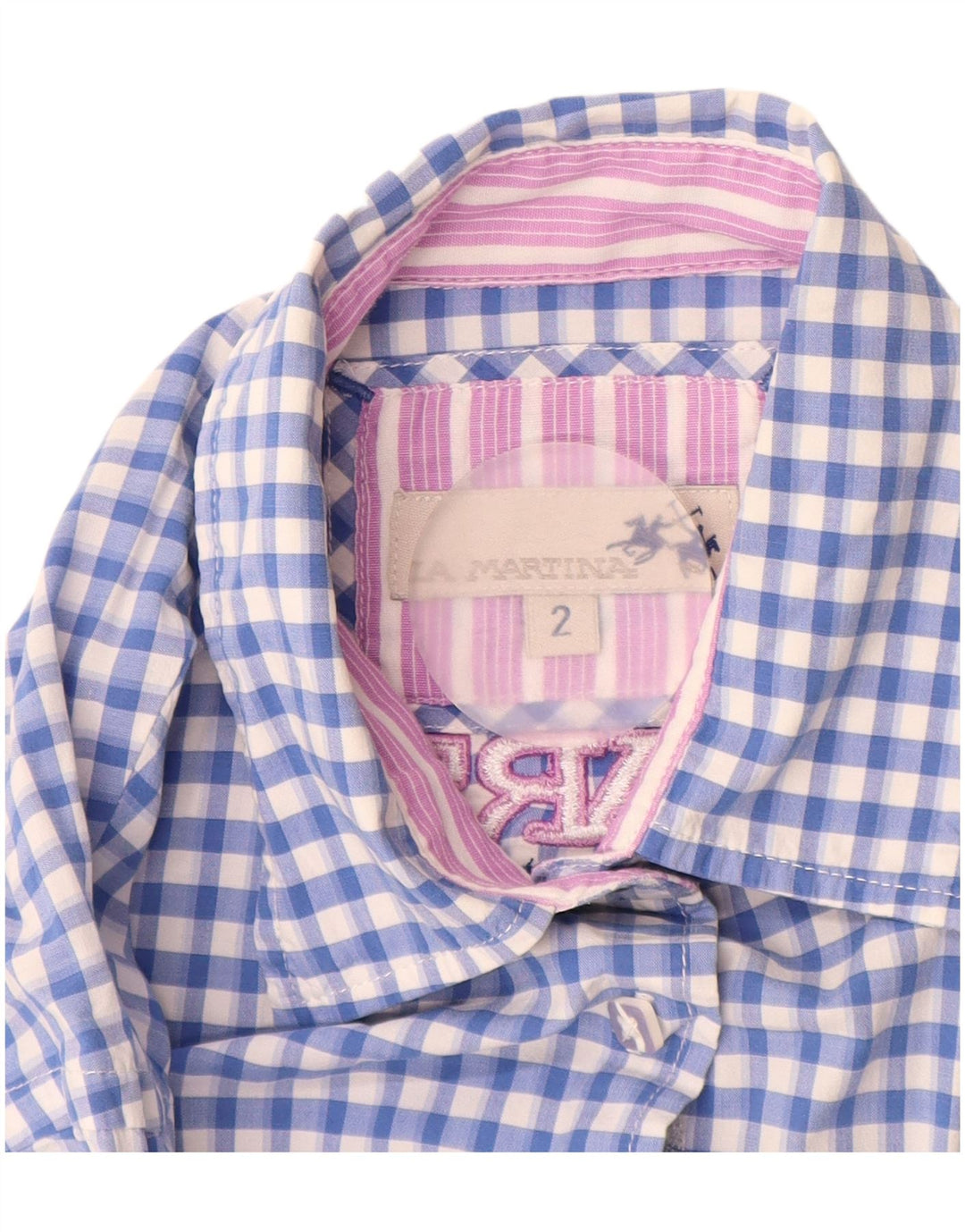 La Martina Damen Grafikhemd UK 12 Mittelblauer Gingham