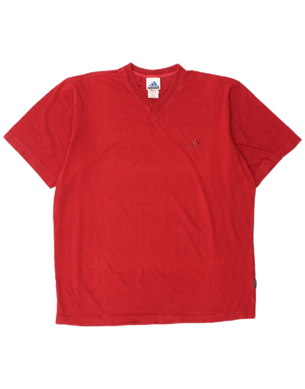 Adidas Herren T-Shirt Top UK 42/44 Große rote Baumwolle