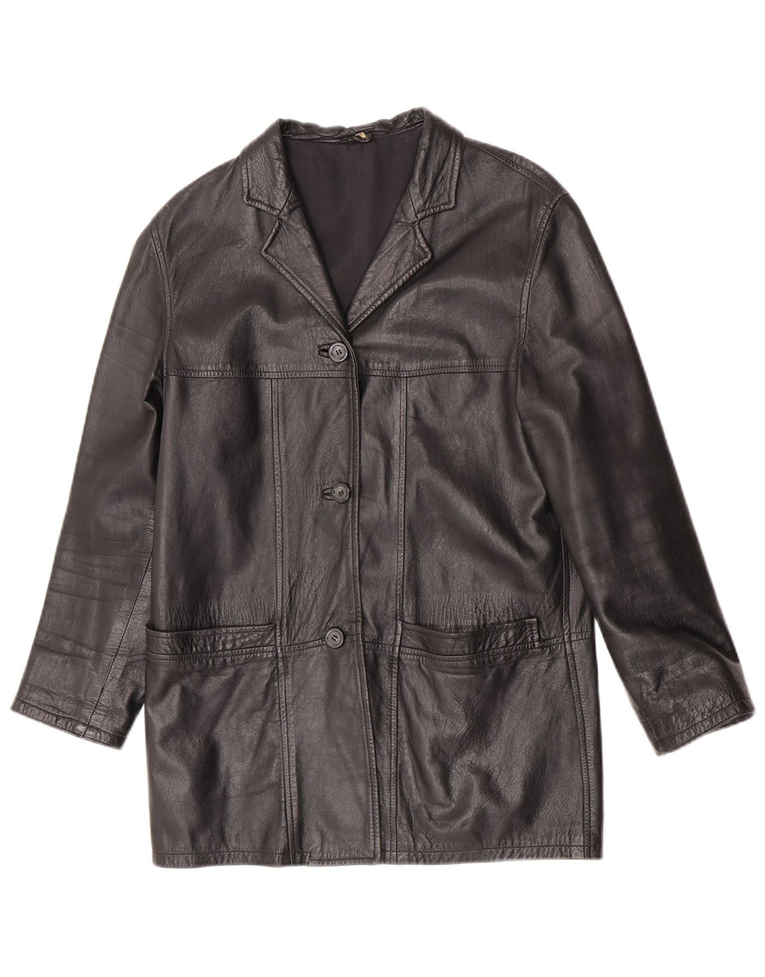 Vintage Damen Lederjacke IT 42 Mittelschwarzes Leder