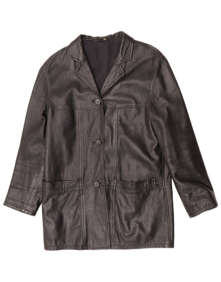 Vintage Damen Lederjacke IT 42 Mittelschwarzes Leder