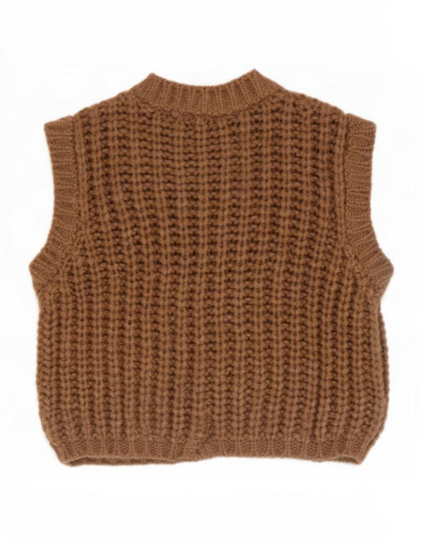 Zara Damen-Strickjacke, ärmellos, übergroß, Gr. 10, klein, braun, Acryl