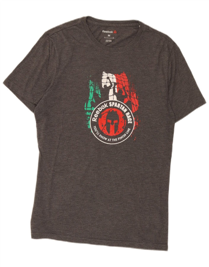 Reebok Herren Grafik-T-Shirt-Oberteil Mittelgraues Polyester