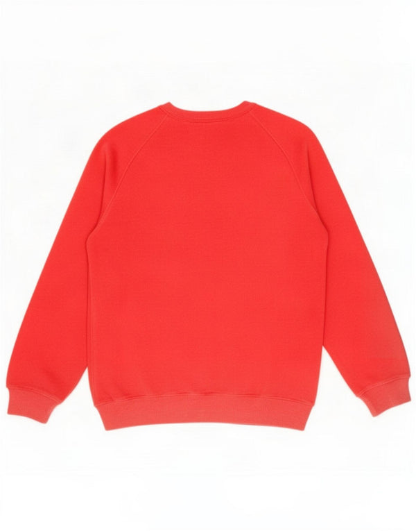Vintage Damen Velours-Sweatshirt-Pullover UK 14 Mittelrote Baumwolle
