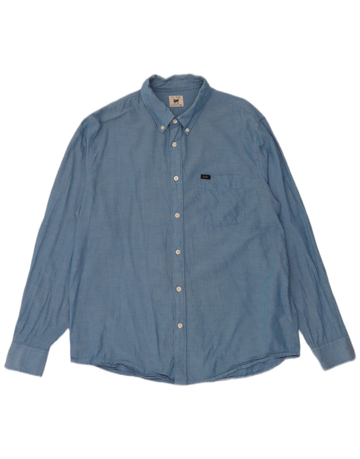 Lee Herrenhemd XL, blaue Baumwolle