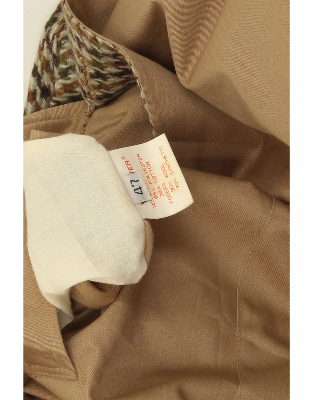 Vintage Damen Übergroßer Wendemantel IT 47 XL Beige Hahnentrittmuster