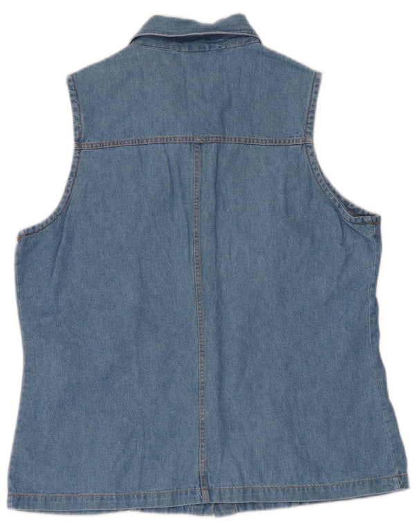 Und ärmelloses Damen-Jeanshemd IT 46 Large aus blauer Baumwolle