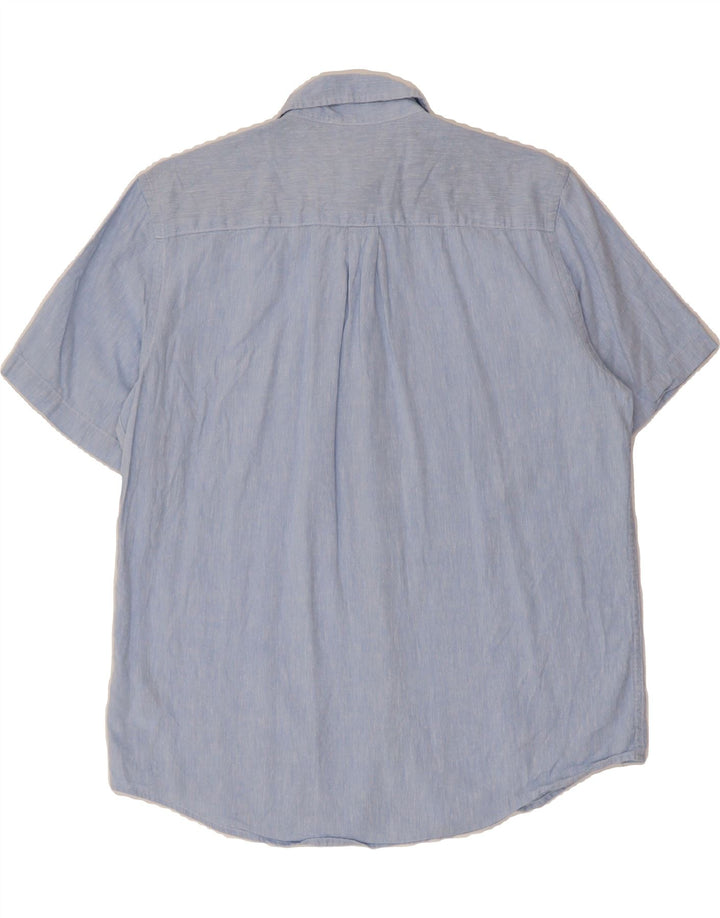 CHAPS Mens Short Sleeve Shirt Medium Blue Linen Vintage Chaps and Second-Hand Chaps from Messina Hembry 