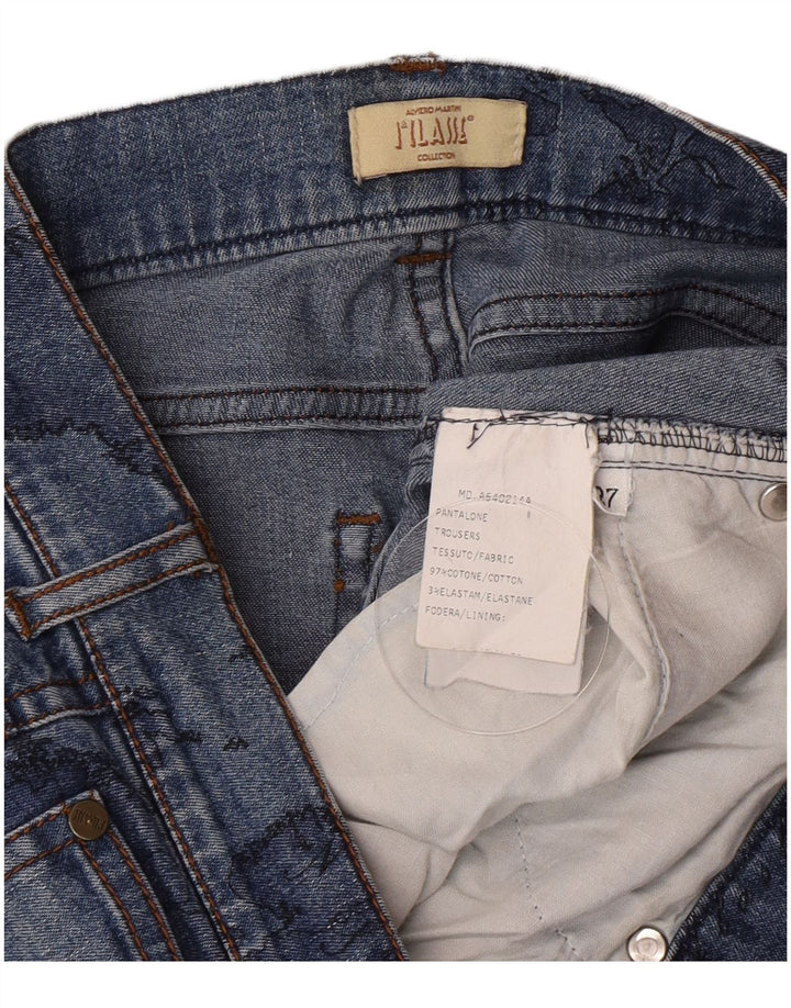 ALVIERO MARTINI Damen Grafik-Bootcut-Jeans W27 L27 Blaue Baumwolle