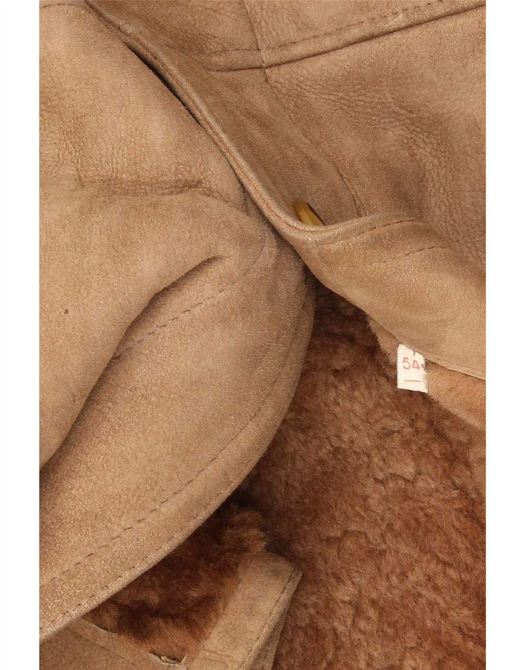 Vintage Herren Shearling Jacke IT 54 2XL Braun