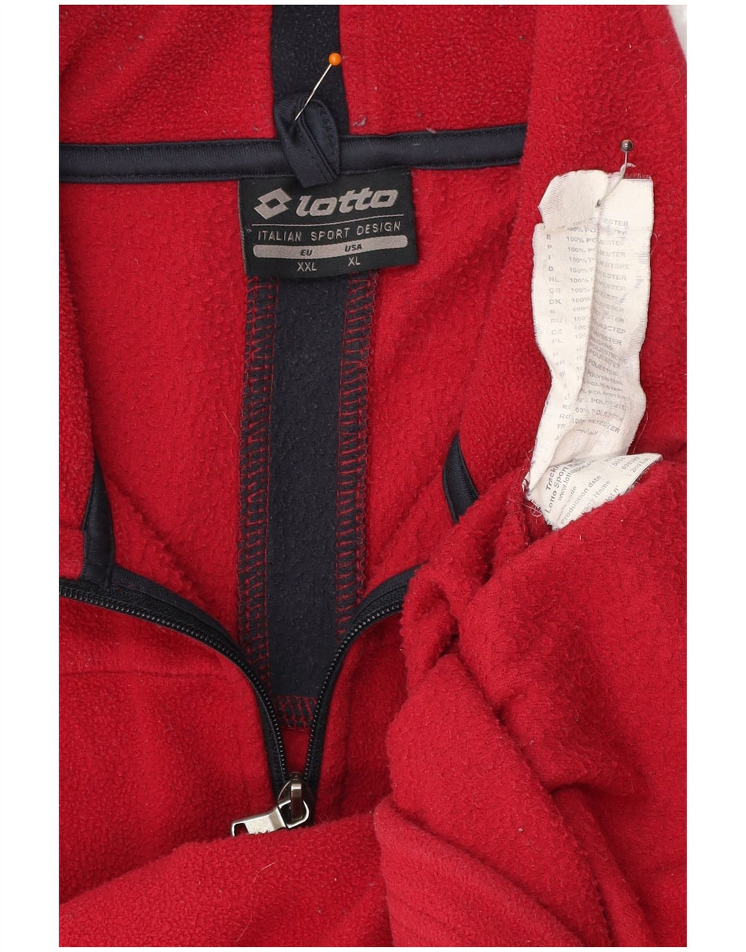 LOTTO Herren-Fleecepullover mit Reißverschluss am Hals, 2XL, rotes Polyester