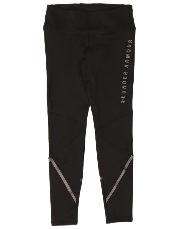 Under Armour Damen Cold Gear Graphic Leggings UK 12 Medium Schwarz