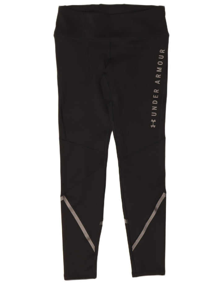 Under Armour Damen Cold Gear Graphic Leggings UK 12 Medium Schwarz