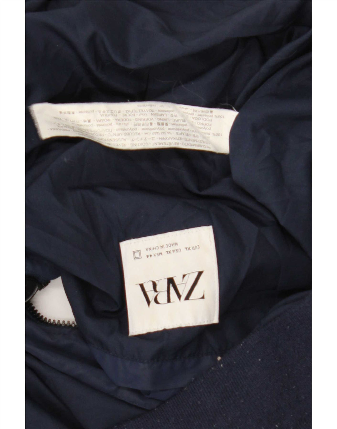 Zara Herren Bomberjacke UK 42 XL Marineblau Polyester