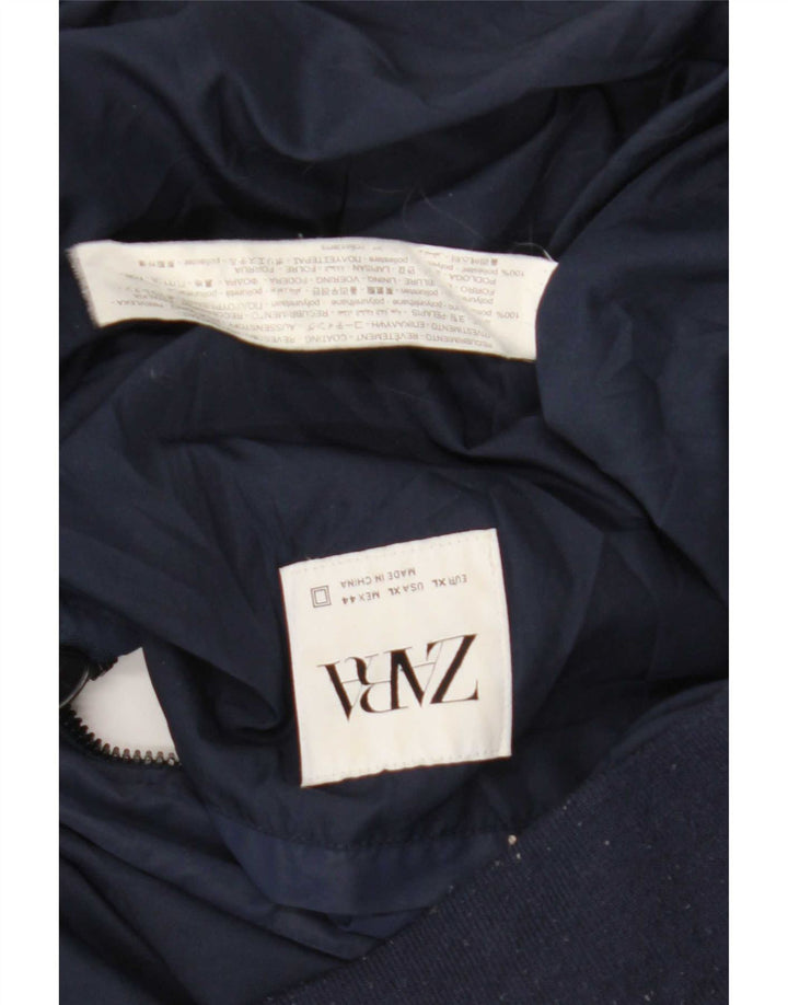 Zara Herren Bomberjacke UK 42 XL Marineblau Polyester
