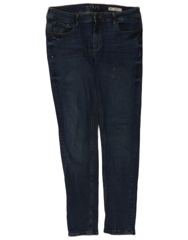 Zara Damen Mid Rise Skinny Jeans EU 42 Large W32 L30 Marineblaue Baumwolle