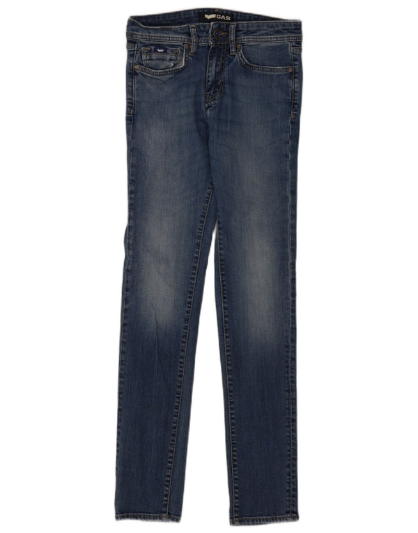 Gas Damen Skinny Jeans W28 L32 Blaue Baumwolle