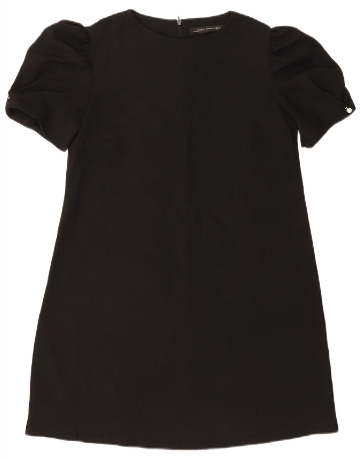 Zara Damen A-Linien-Kleid UK 12 Medium Schwarz Polyester