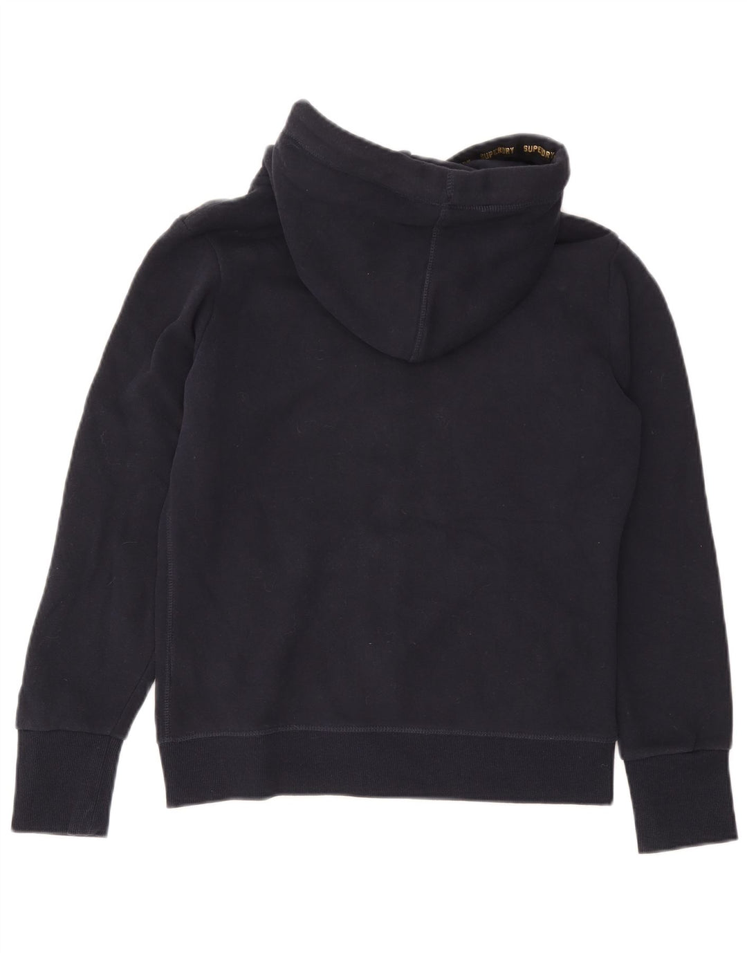 Superdry Damen-Kapuzenpullover mit grafischem Reißverschluss, UK 12, mittelmarineblaue Baumwolle
