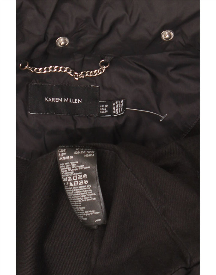 Karen Millen Herren gepolsterter Mantel UK 10 Small Schwarz Polyamid