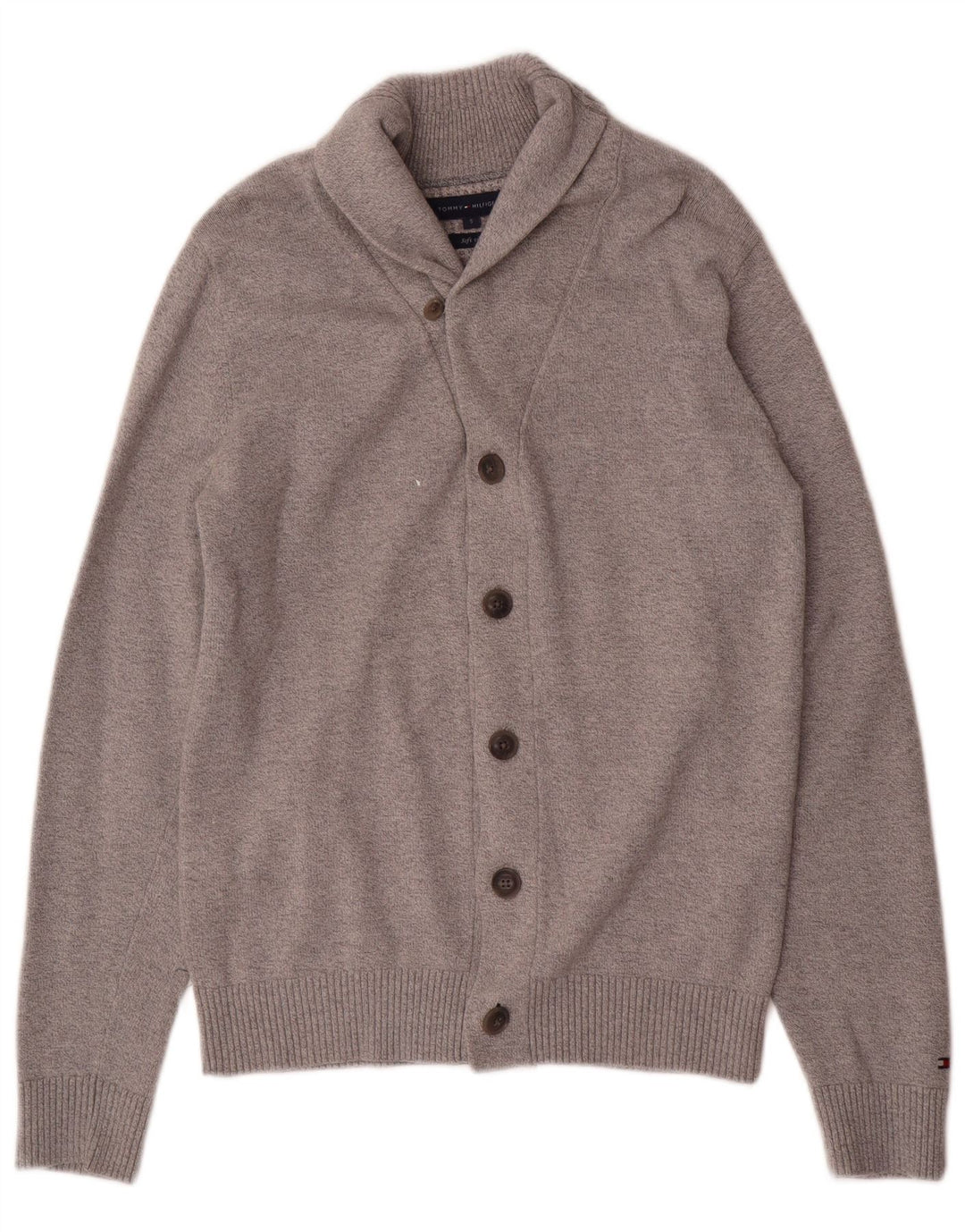 Tommy Hilfiger Herren-Strickjacke, klein, graue Baumwolle