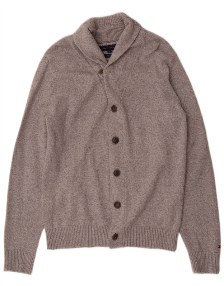 Tommy Hilfiger Herren-Strickjacke, klein, graue Baumwolle