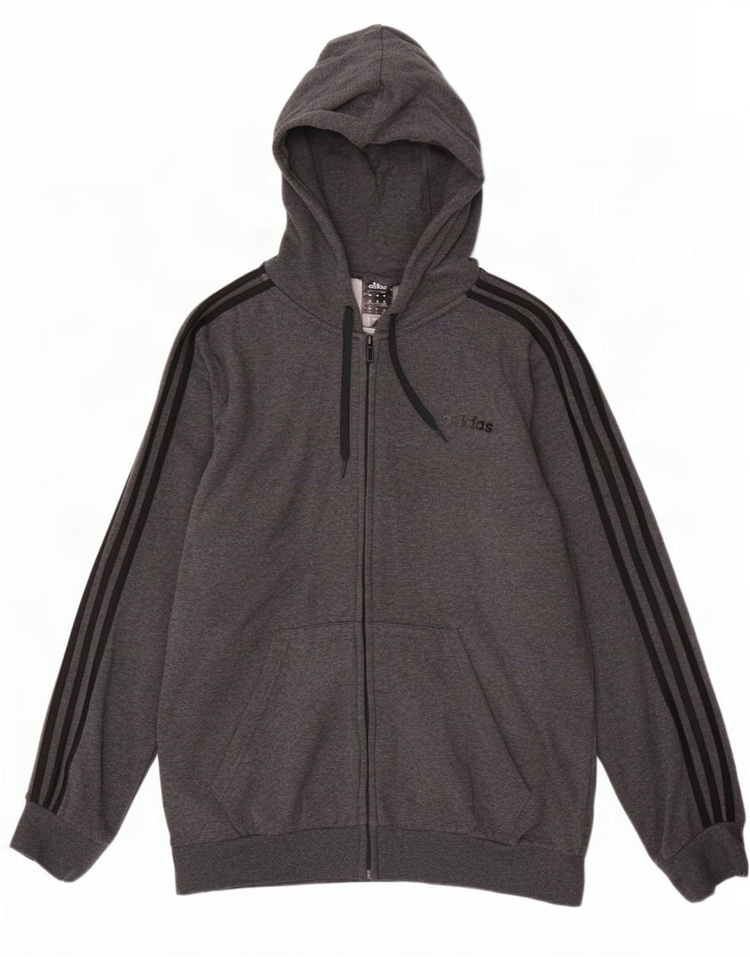 Adidas Herren-Kapuzenpullover mit Reißverschluss, groß, graue Baumwolle