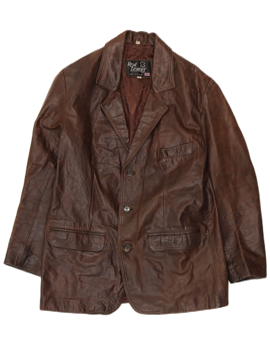 VINTAGE Herren Lederjacke UK 42 XL Braunes Leder