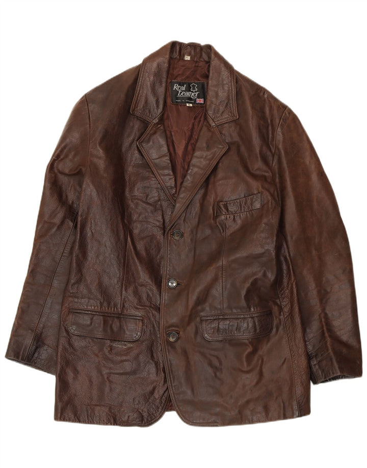 VINTAGE Herren Lederjacke UK 42 XL Braunes Leder