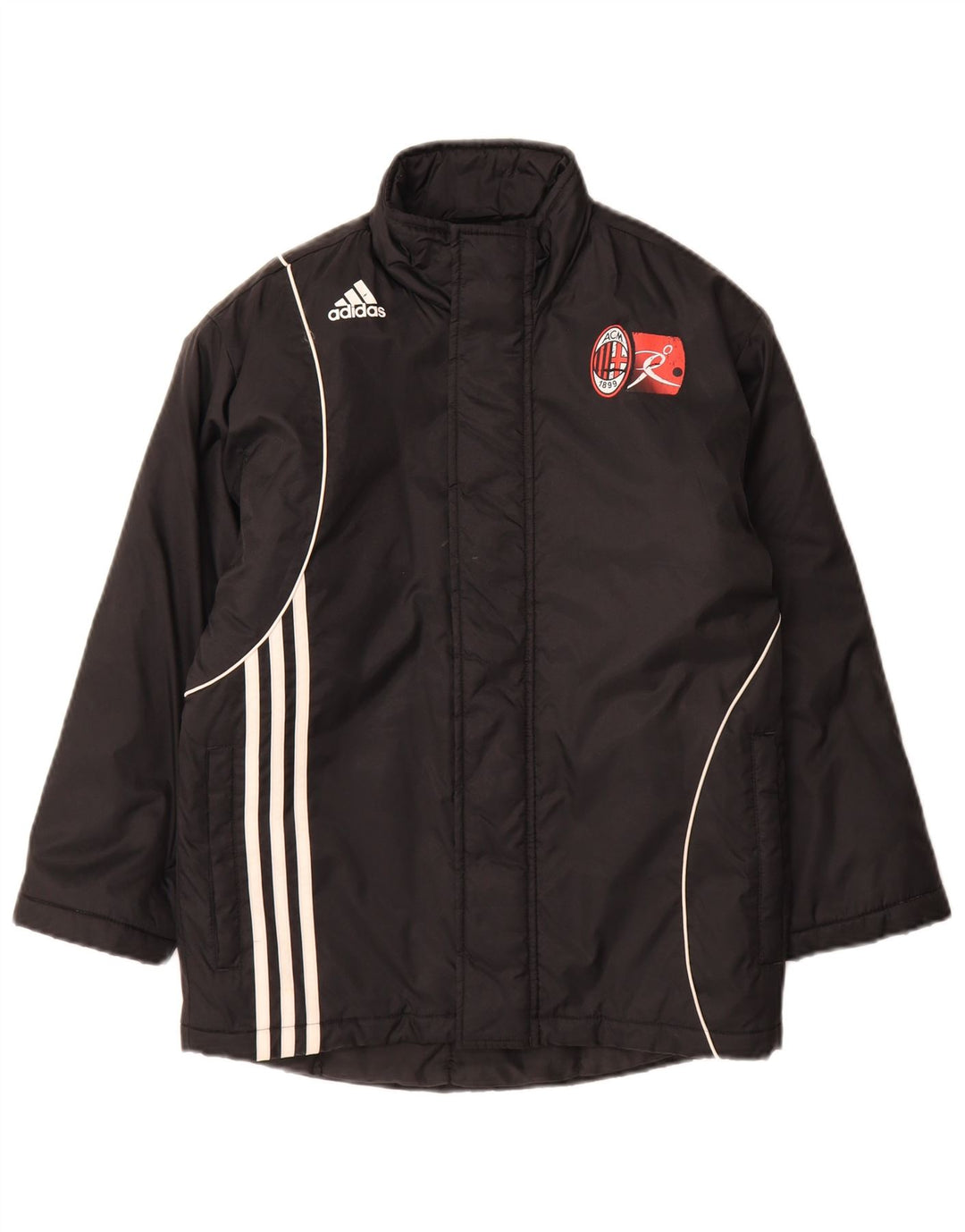 Adidas Jungen AC Mailand gepolsterter Mantel 9–10 Jahre, schwarzes Polyester