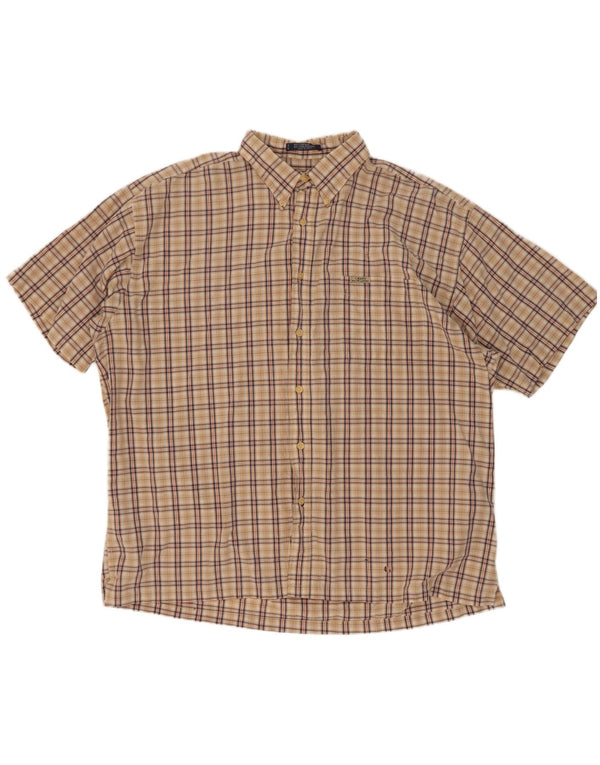 Chaps Ralph Lauren Herren Kurzarmhemd 2XL Beige Karo Baumwolle