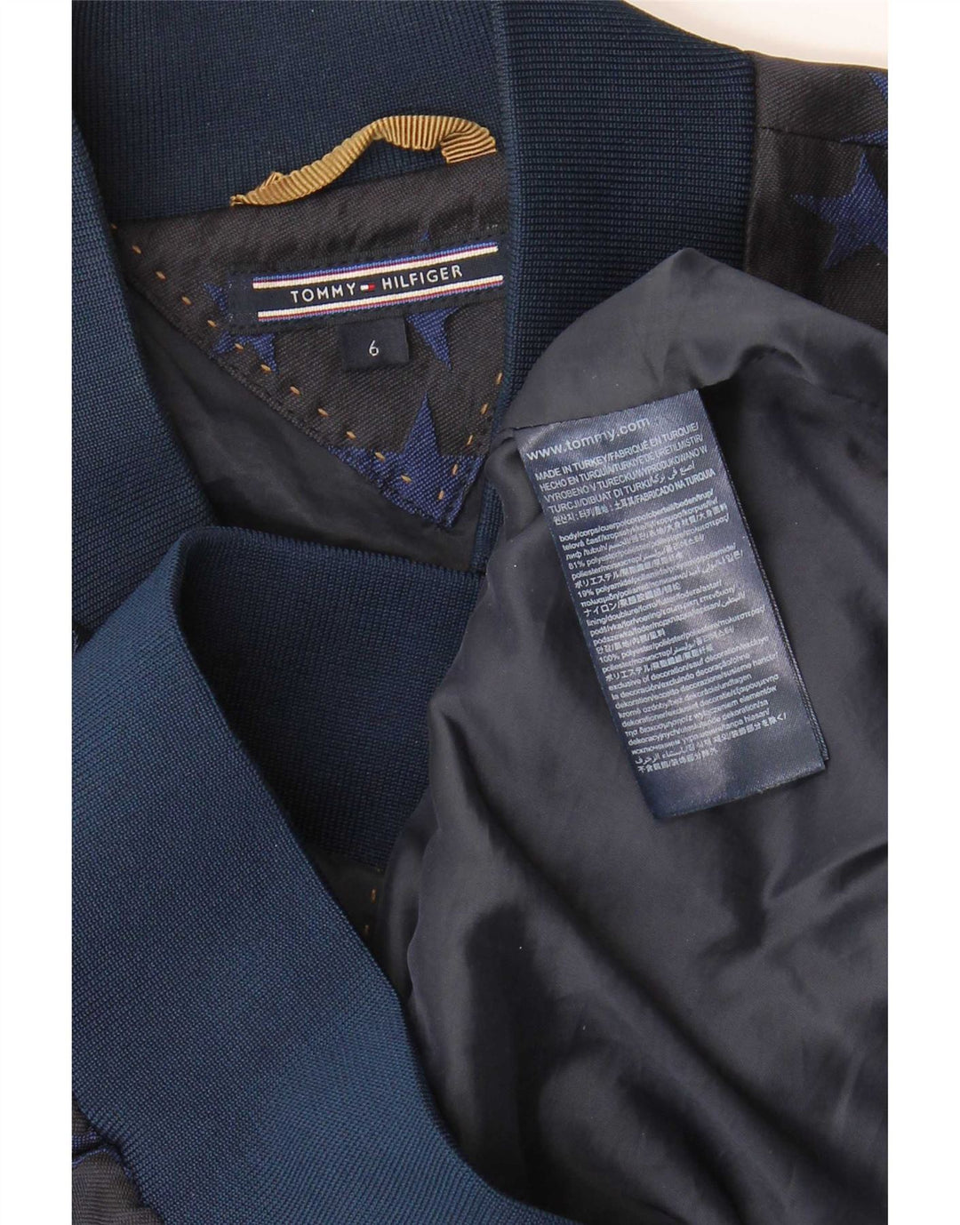Tommy Hilfiger Damen Bomberjacke US 6 Medium Navy Blue Geometrisch