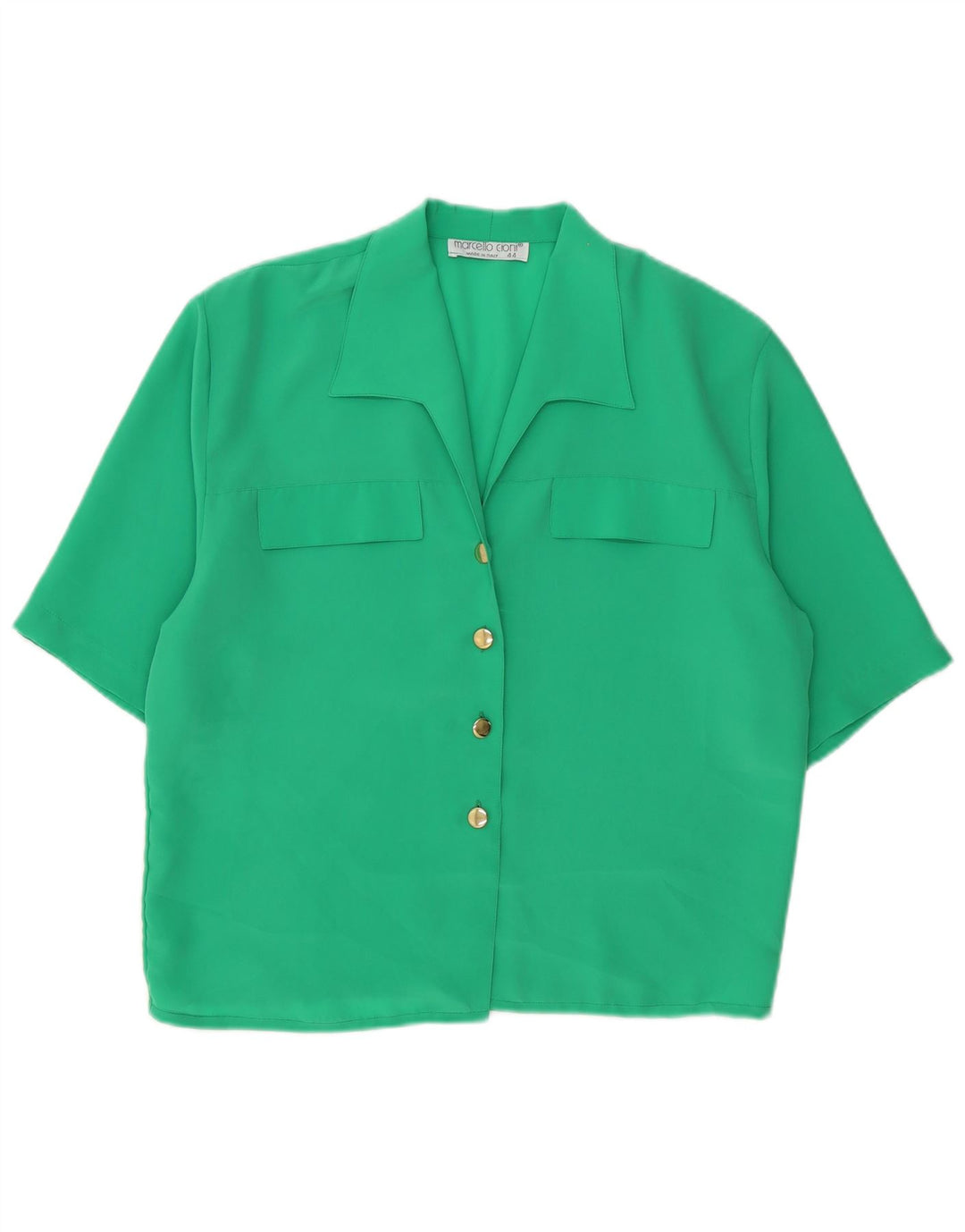 Marcello Cioni Damen Kurzarm-Hemdbluse IT 44 Mittelgrün