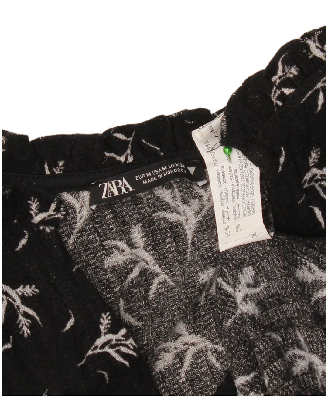 Zara Damen-Langarmkleid in A-Linie, Größe 44, Mittelschwarz, Blumenmuster, Polyester