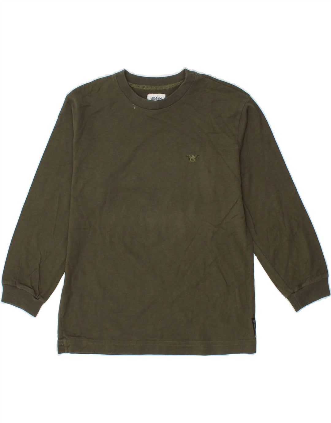 ARMANI JUNIOR Boys Top Long Sleeve 5-6 Years Khaki Cotton Vintage Armani Junior and Second-Hand Armani Junior from Messina Hembry 