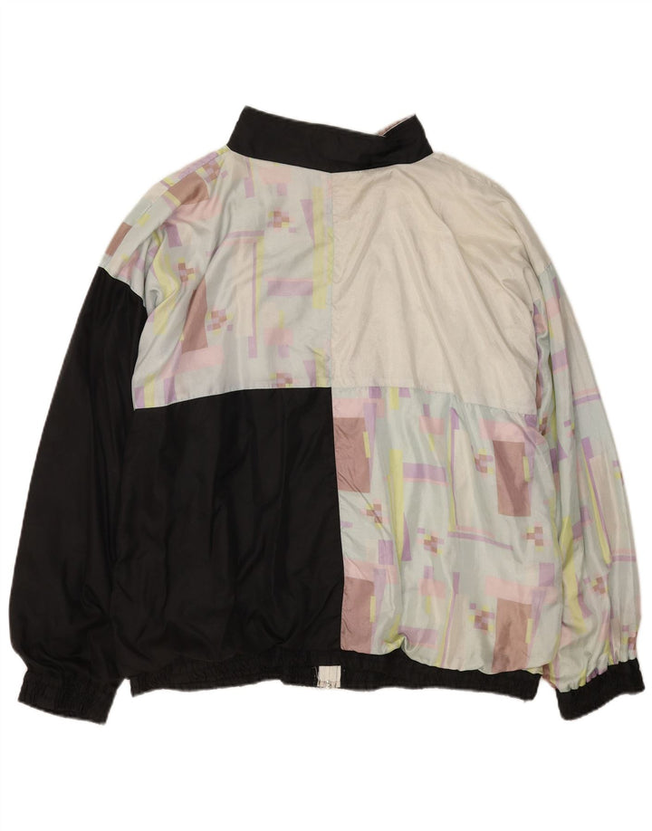 Vintage Herren-Trainingsanzug-Top-Jacke, groß, schwarz, geometrisch