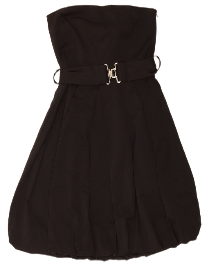 Zara Damen Trägerloses Bubble-Kleid UK 10 Small Schwarz Polyester