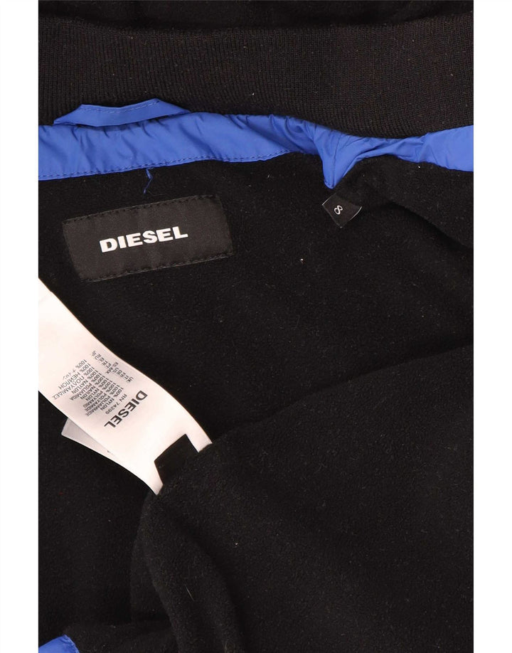 Diesel Jungen gepolsterte Jacke mit grafischer Kapuze, 7–8 Jahre, blaues Nylon