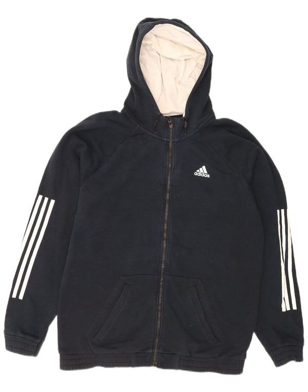 Adidas Herren Zip Hoodie Pullover UK 42/44 Große marineblaue Baumwolle