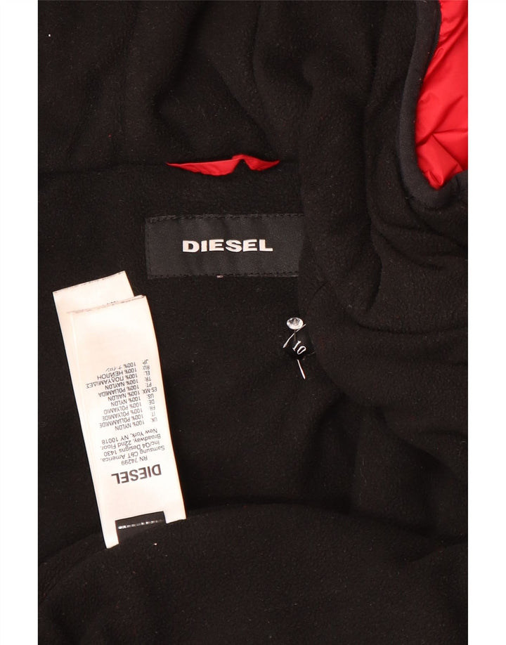 Diesel Jungen-Bomberjacke mit grafischer Kapuze, 9–10 Jahre, rotes Nylon