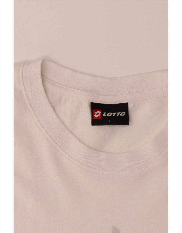 Lotto Herren-T-Shirt mit Grafik, Größe L, aus weißer Baumwolle