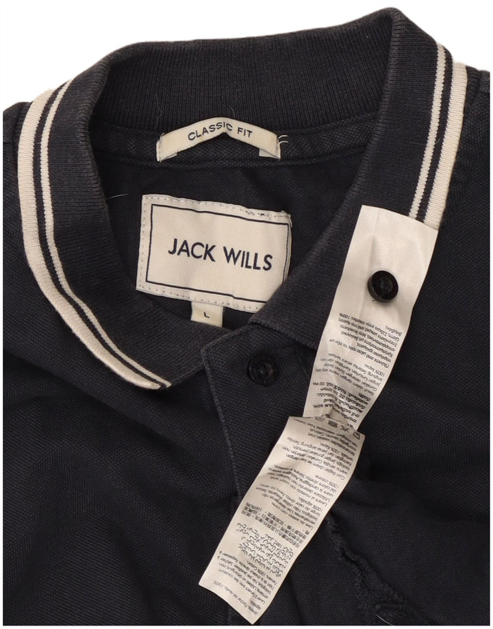 Jack Wills Herren-Poloshirt mit klassischer Passform, große marineblaue Baumwolle