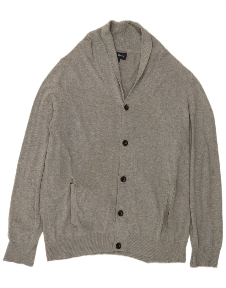 MARKS & SPENCER Herren Blue Harbor Cardigan Pullover Große graue Baumwolle