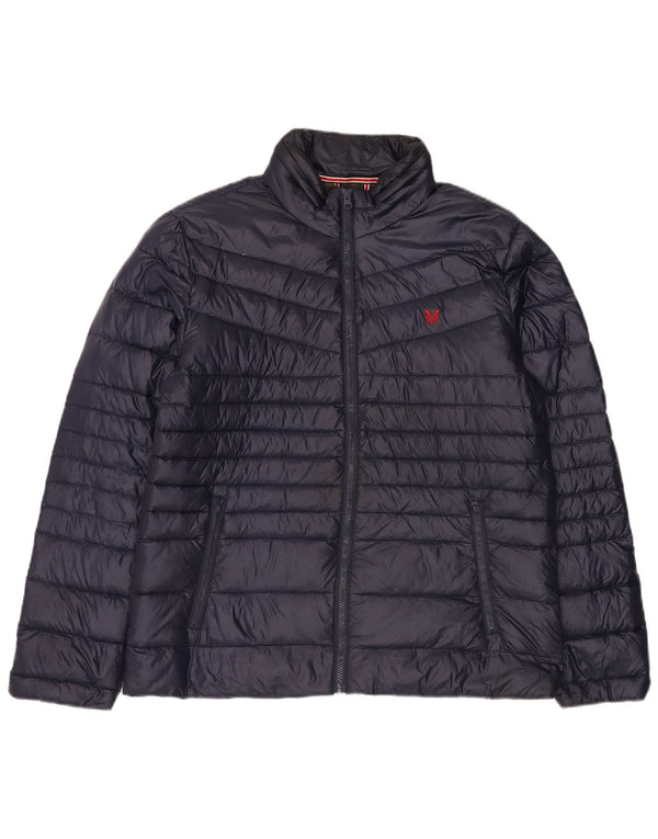 Crew Clothing Wattierte Herrenjacke mit Kapuze, UK 42, XL, marineblaues Nylon