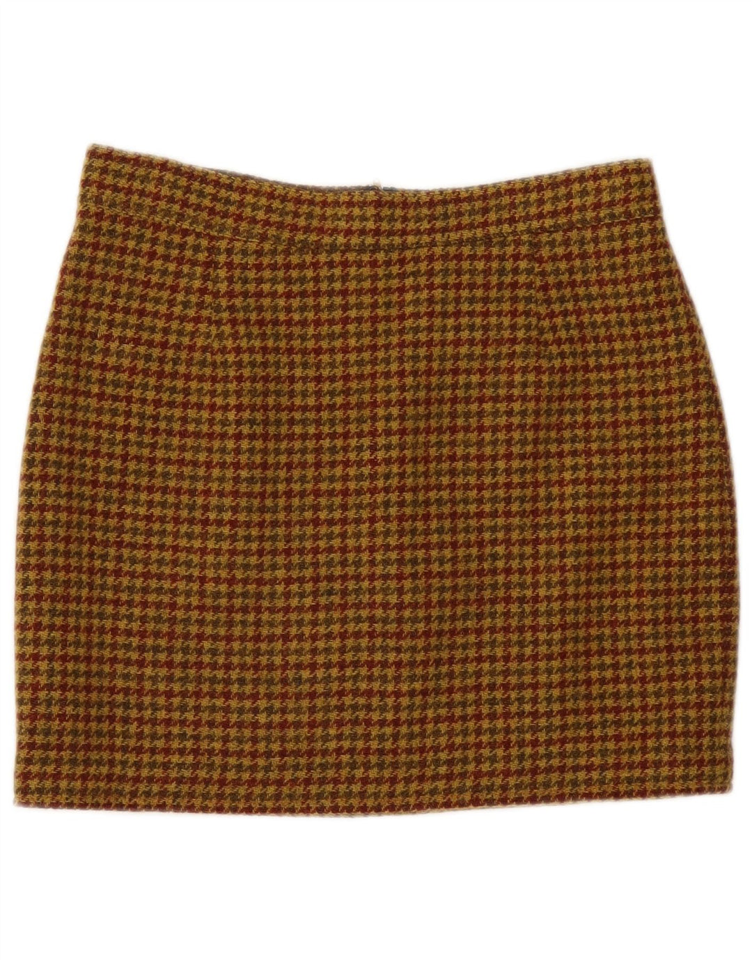 Vintage Damen Minirock IT 46 Groß W30 Braune Hahnentrittwolle