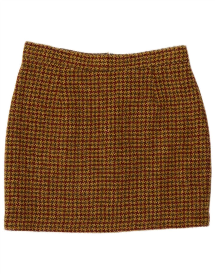 Vintage Damen Minirock IT 46 Groß W30 Braune Hahnentrittwolle